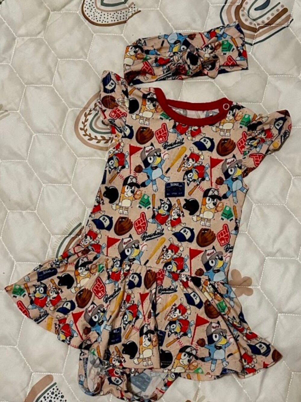 Charlies Project Spring Fever Bluey Baseball dress with bow 12/18
